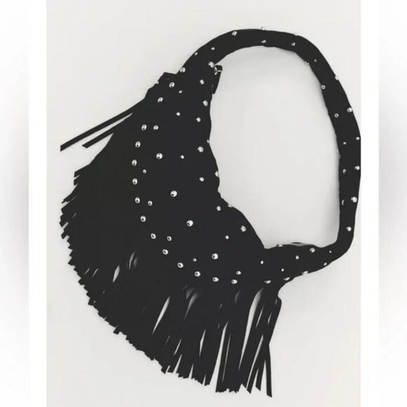 ZARA OVAL FRINGED STUDDED BAG - Picture 2 of 5